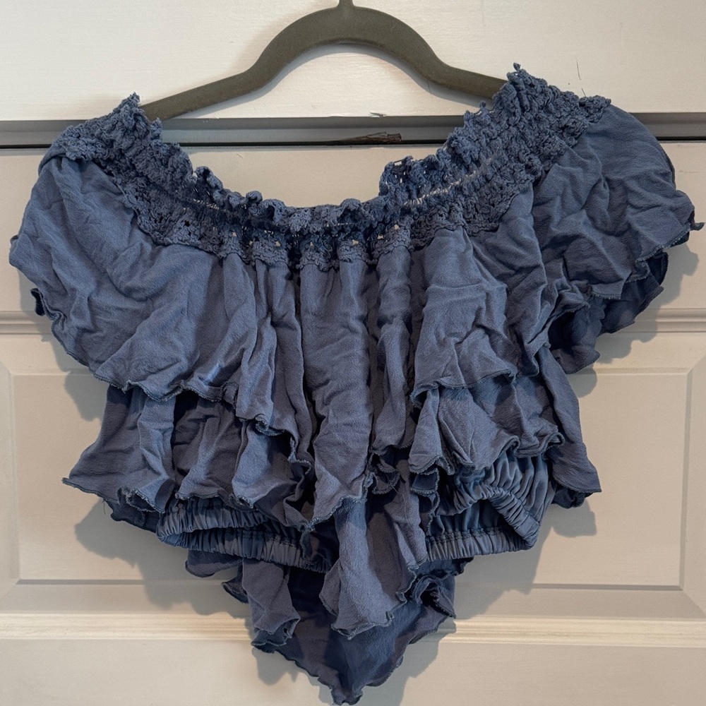 Ocean Drive Navy Ruffled Women's Shorts